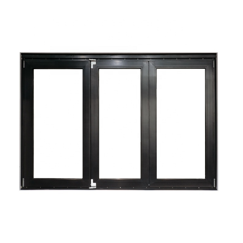 Metal Aluminium Bi fold Window Horizontal Folding Window Modern Aluminum Full View  Folding Glass Windows