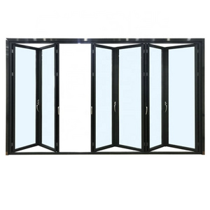 Metal Aluminium Bi fold Window Horizontal Folding Window Modern Aluminum Full View  Folding Glass Windows