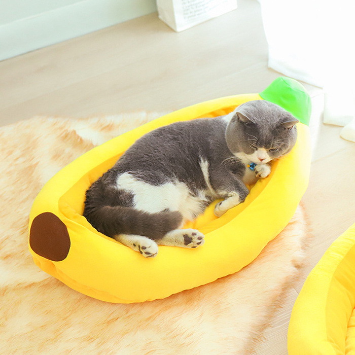 Cute Banana Sleeping Bed Pet Fruit Warming Bed