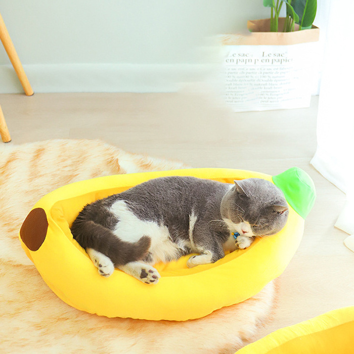 Cute Banana Sleeping Bed Pet Fruit Warming Bed