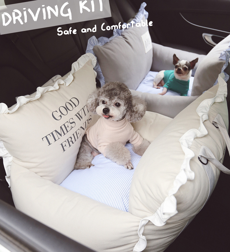 Lovely Car Kennel With Safety Seat Pet Dog Bed