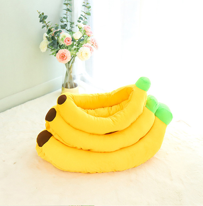 Cute Banana Sleeping Bed Pet Fruit Warming Bed