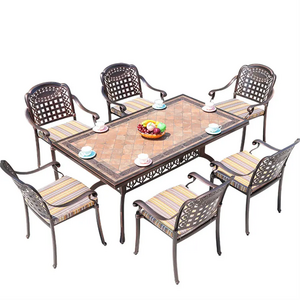 new style aluminum die casting outdoor ceramic table aluminum marble table dining set