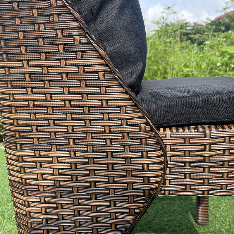 Rattan Patio PE Wicker Furniture Set 3 Pieces Outdoor Black Rattan Conversation Seat Couch Sofa Chair Set