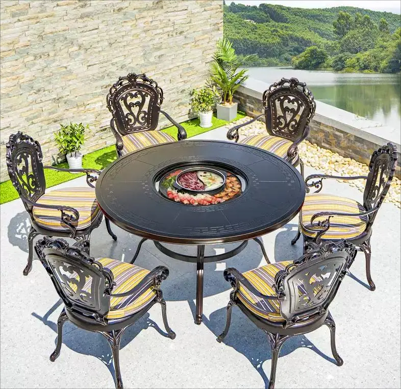 Vila Bistro Metal Patio Chair Set Furniture Cast Antique Outdoor Aluminum Garden Patio Chair cast aluminum chair furniture