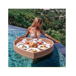 New design hotel beach Swimming pool water rattan floating tray villa swimming pool floating breakfast tray