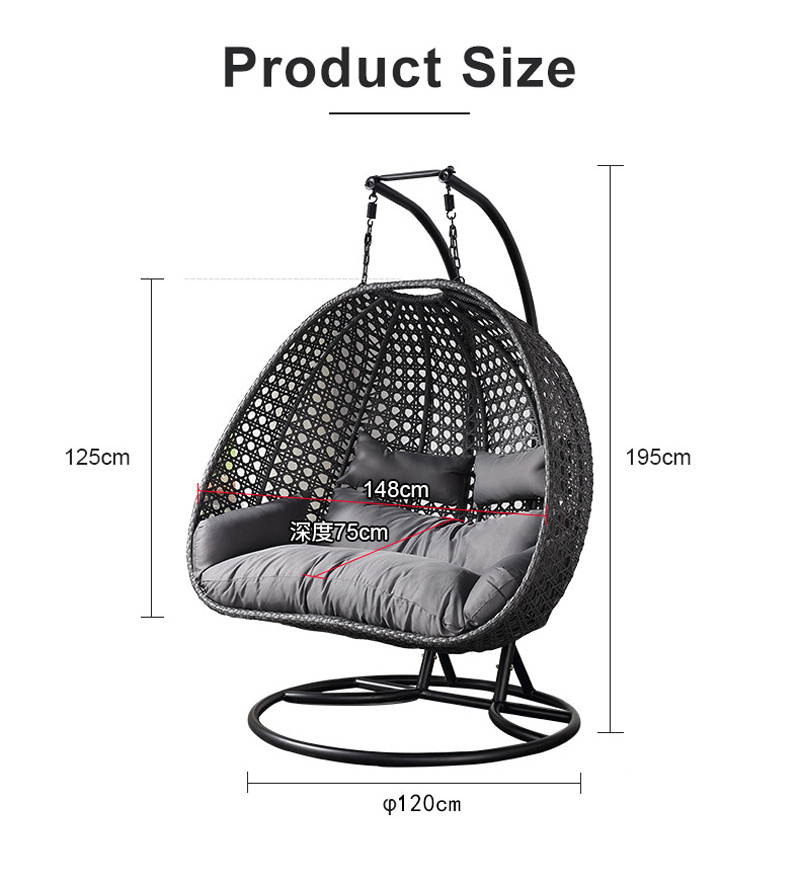 Hot Sales Patio Swings Chair Hanging Egg Chair Outdoor Patio Pe Rattan Swing Chair