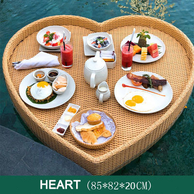 New design hotel beach Swimming pool water rattan floating tray villa swimming pool floating breakfast tray