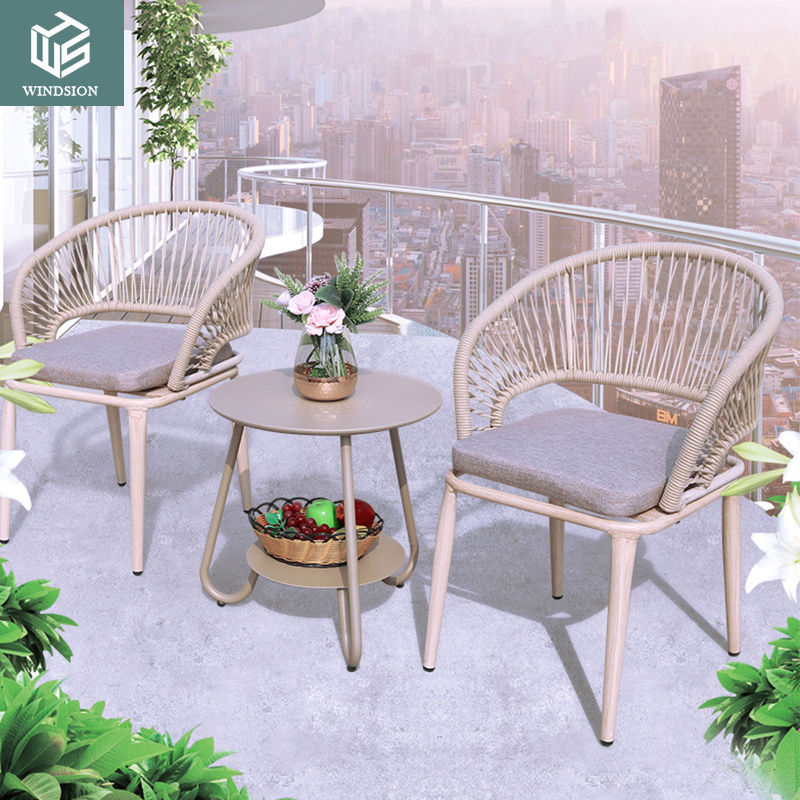 Hot selling new design restaurant coffee metal comfortable rope chair outdoor and indoor furniture hotel dining chair