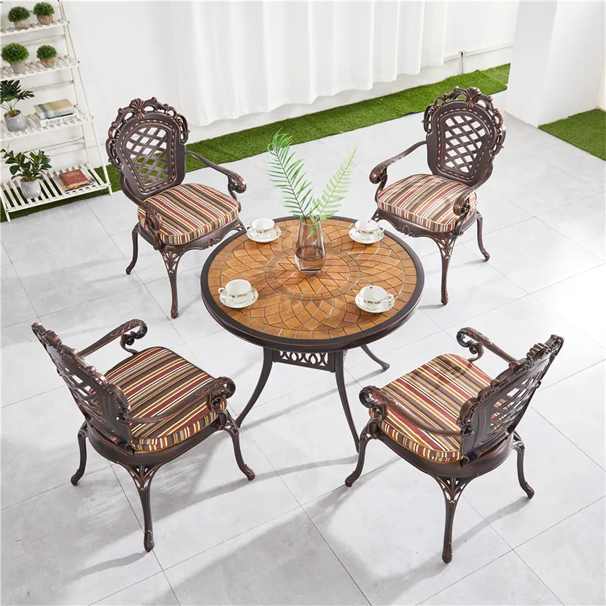 Vila Bistro Metal Patio Chair Set Furniture Cast Antique Outdoor Aluminum Garden Patio Chair cast aluminum chair furniture