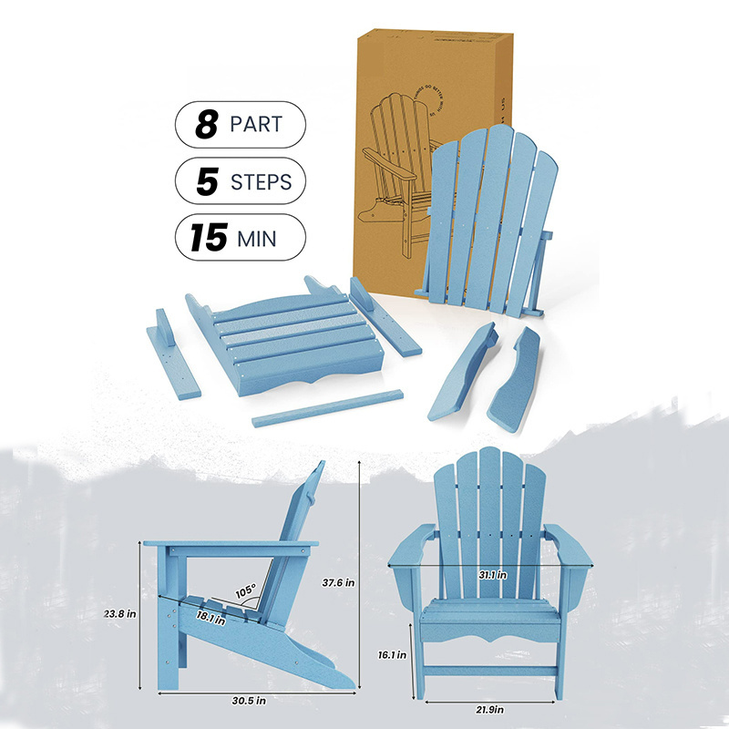 Wholesale Fold Adirondack Garden Outdoor HIPS Resin Wood Backyard Patio Oversized Patio Chair