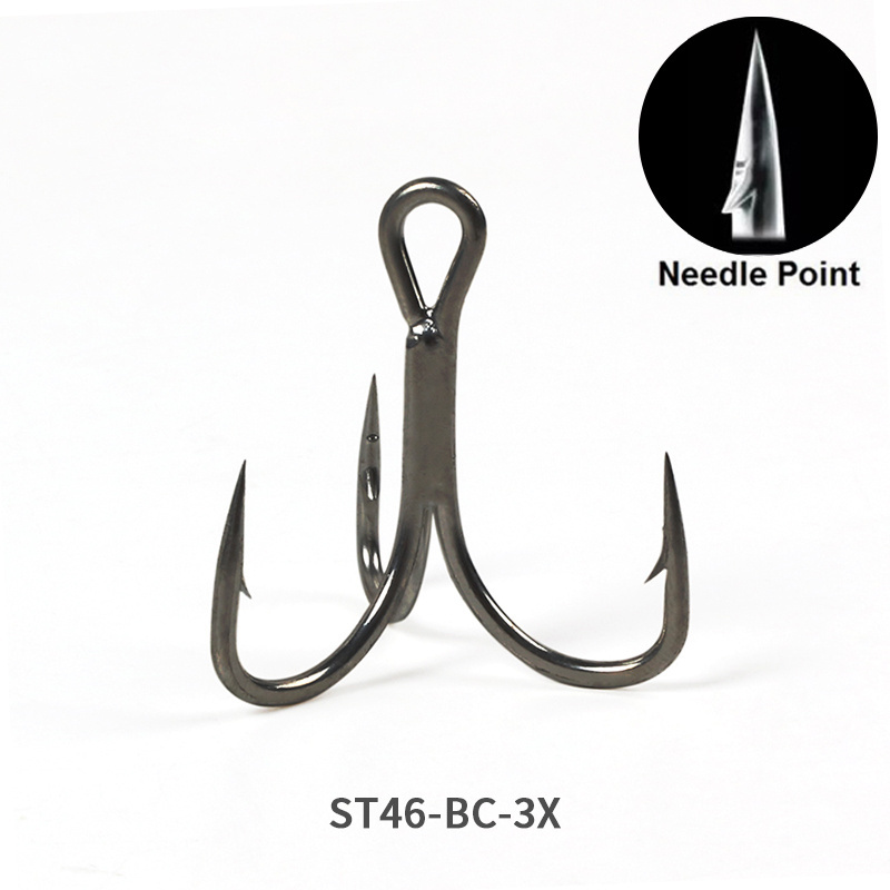 ST46 Bulk Wholesale 3X  High Carbon Treble Hook Strong Light Fish Hook Triple Third Strong High Quality Fish Hook