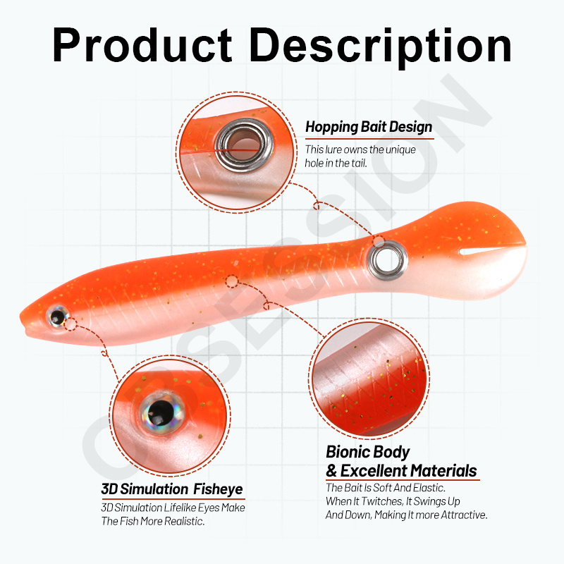 OBSESSION Soft Fishing Lure 10cm 6g Wobble Tail Lure PVC Lawless Lures Bass Pike Fishing 4pcs/bag Artificial Bait