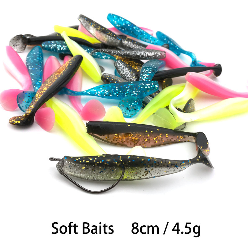 S013 8cm 4.5g 3pcs New Shad Fishing Lure Soft Lure Wobblers Odor Attractant Carp Silicone Bait Pike Bass Artificial Bait