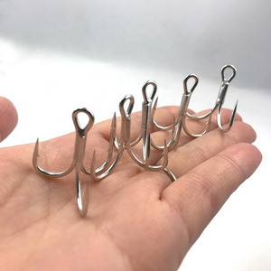 ST56 4X Treble Hooks Saltwater Round Bend Fish Hook Antirust Tinned Black Nickel Coating Stinger Assist Treble Fishing Hooks