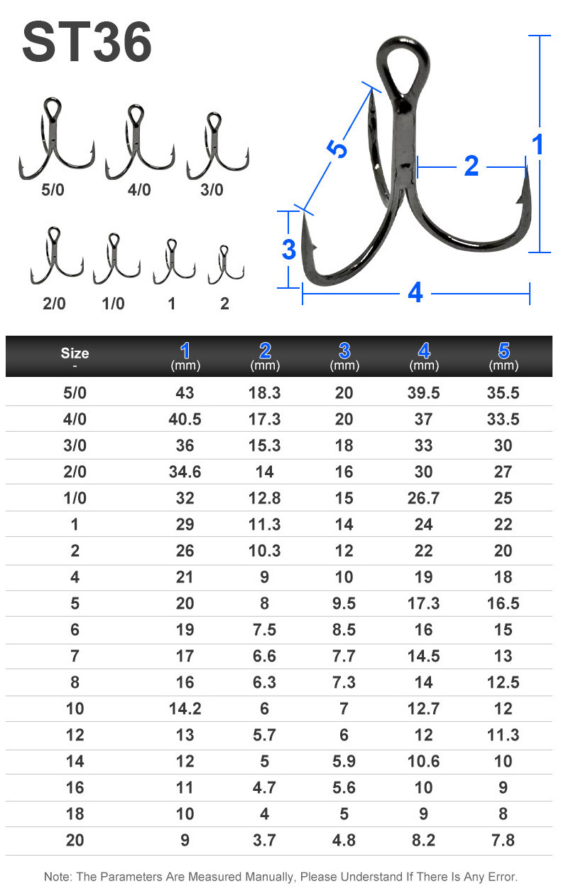 ST36 2X Needle Point 1000pcs/bag Triple Stinger Corrosion Resistant Treble Hooks Saltwater Fishing Treble Hooks Fish Hook