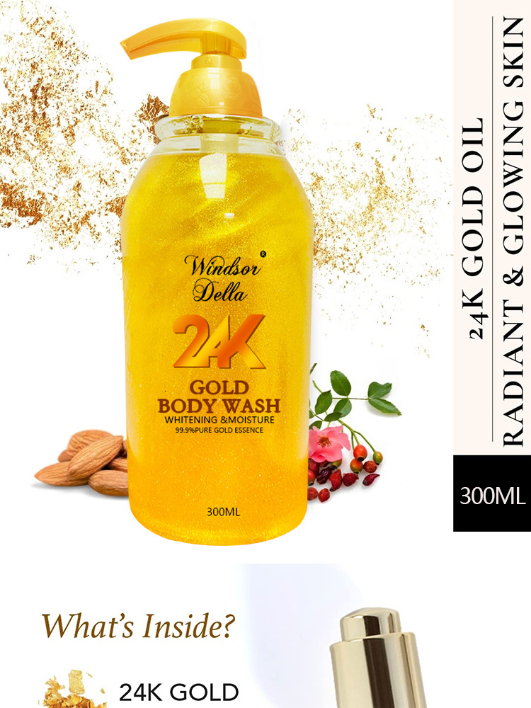 Gel shower body wash organic OEM logo liquid soap skin whitening shower gel smooth skin 24k gold shower gel