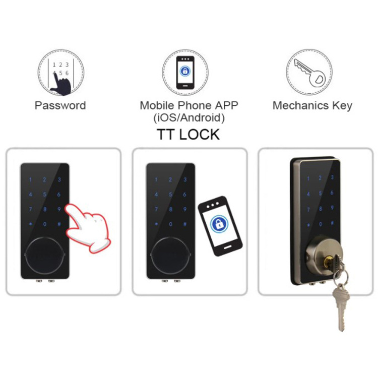 Best Quality Zinc Alloy Front Touch Panel Password/ID Card/Mechanical Key Multiple Unlocking Way BLE TTlock Smart Lock with APP