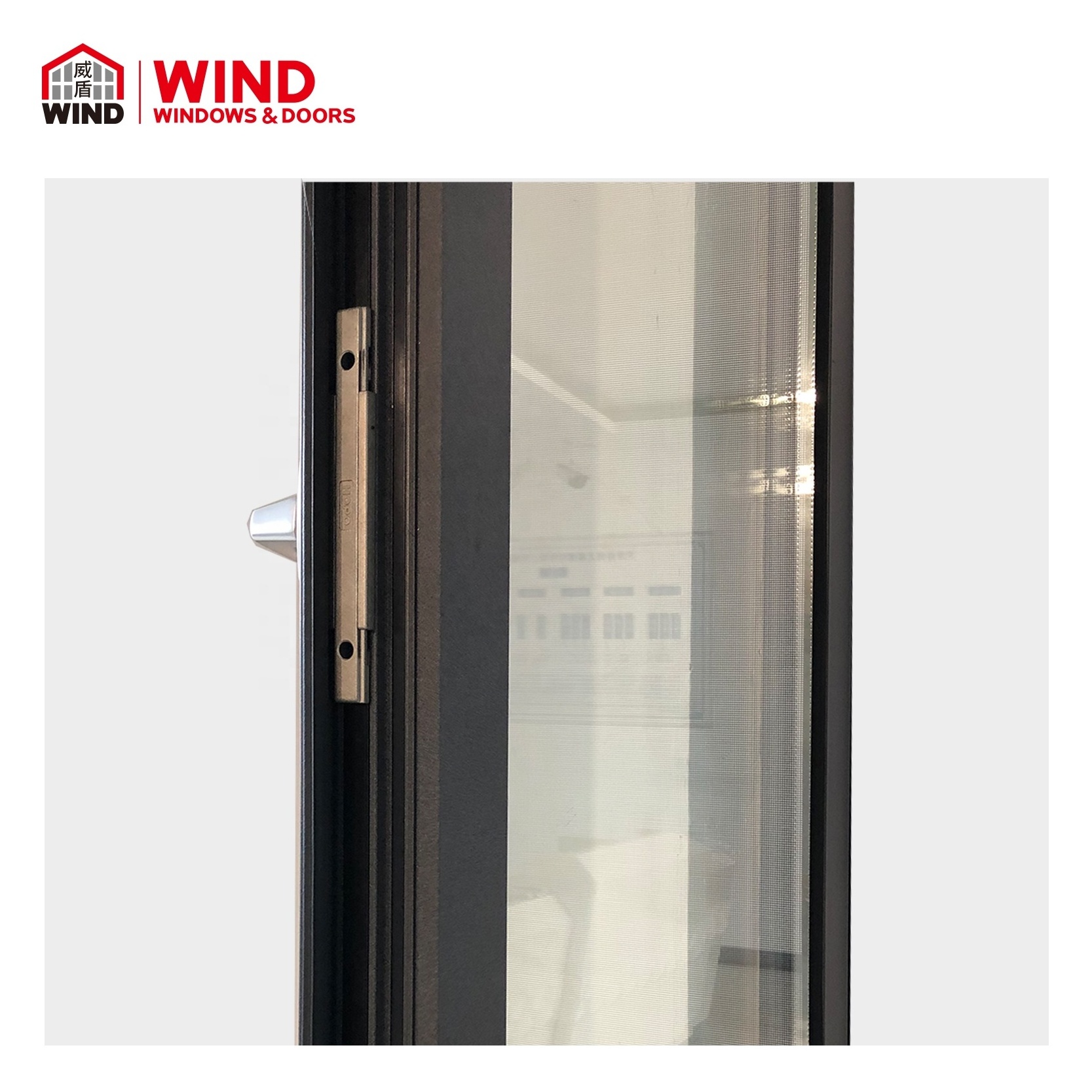 Frameless aluminum interior noiseless sliding door Factory aluminum wood double glazed wood clad aluminum window casement window