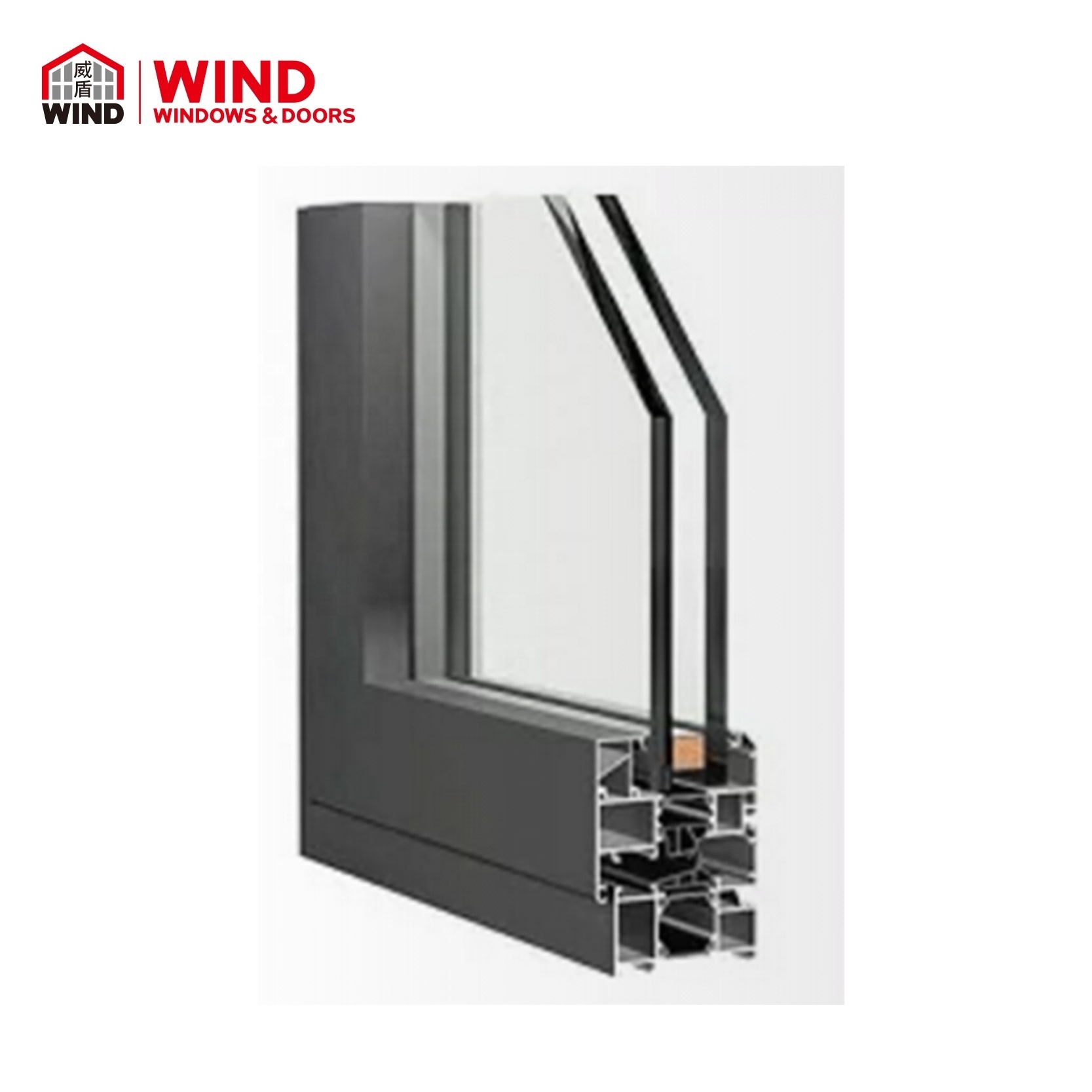 Frameless aluminum interior noiseless sliding door Factory aluminum wood double glazed wood clad aluminum window casement window