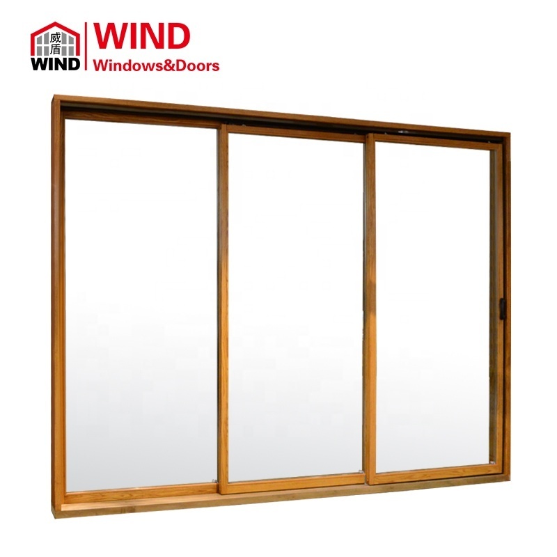 INOWA Sliding Series wood triple glazing madera colour gliding door  sound proof / eco friendly paint