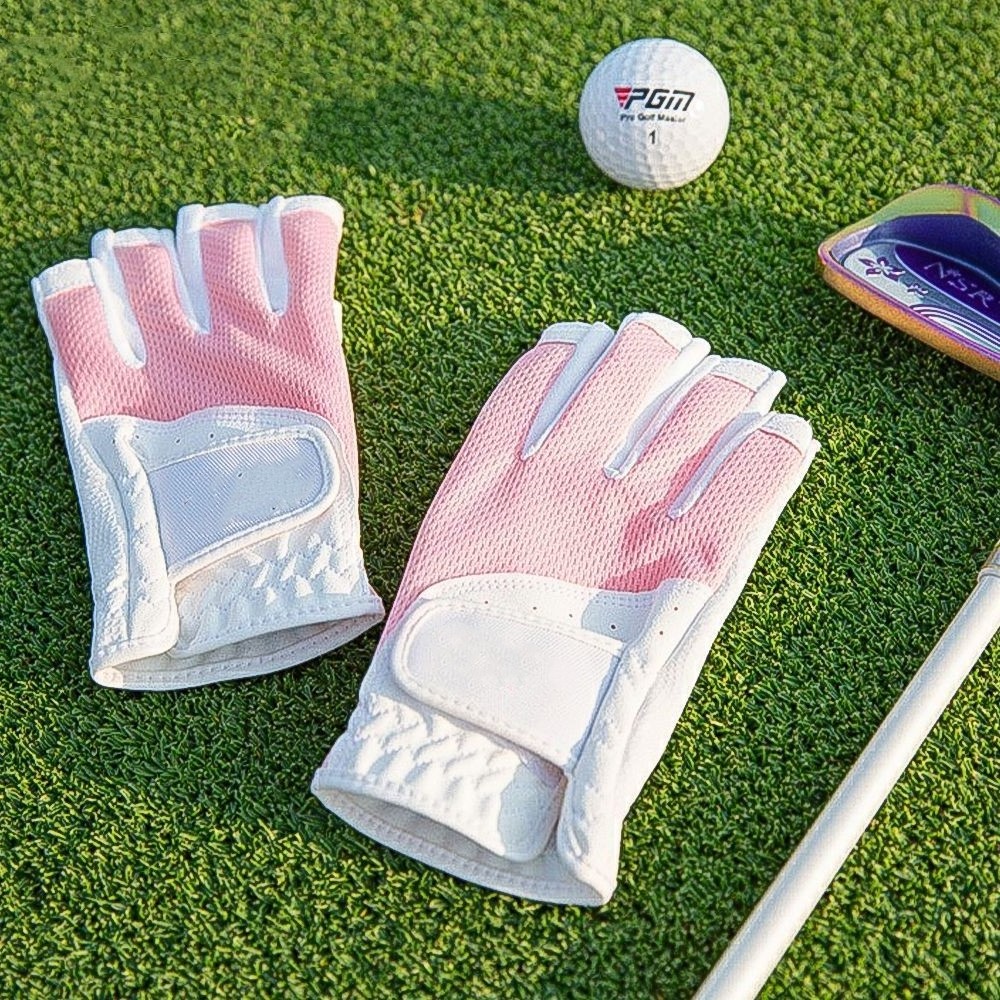 Wholesale Comfortable Breathable Sunscreen Soft Mesh Gloves Women Half Finger Golf Gloves