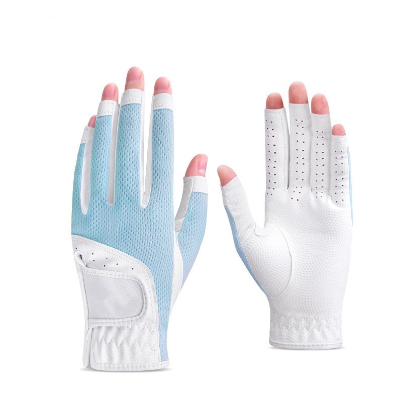 Wholesale Comfortable Breathable Sunscreen Soft Mesh Gloves Women Half Finger Golf Gloves