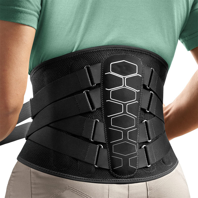 Breathable ergonomic curved design double pulley medical orthopedic back support belt