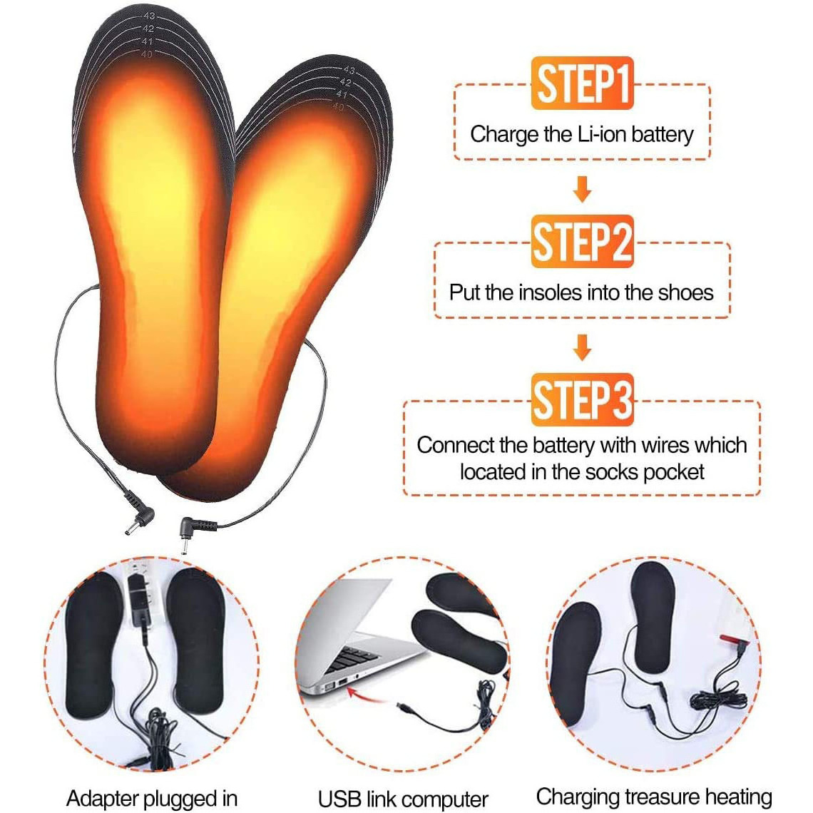 High Quality USB Heating Insole Foot Warmer Electric Foot Warm Charging Heating Insole Heated Shoe Sole