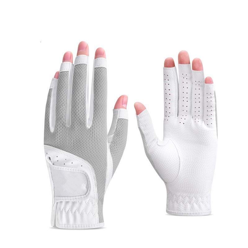 Wholesale Comfortable Breathable Sunscreen Soft Mesh Gloves Women Half Finger Golf Gloves