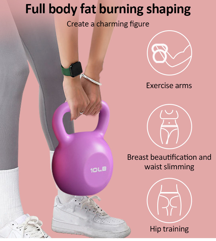 Custom 1 4 8 12 kg pink kettle bell grip handle workout competition weight sets cement kettlebell