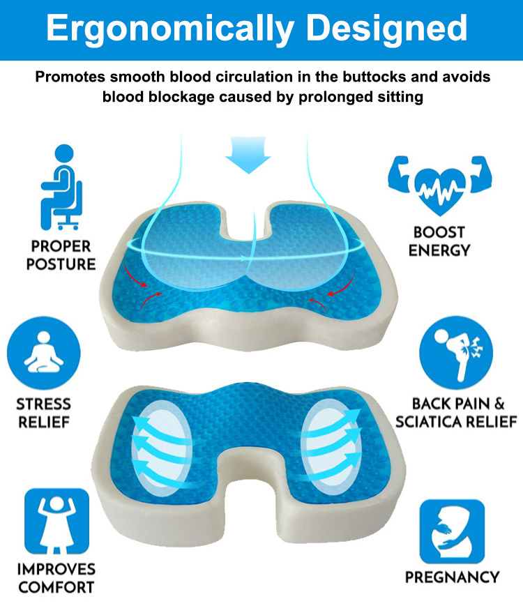 Premium quality cooling tpe comfortable memory foam honeycomb silicone gel seat cushion