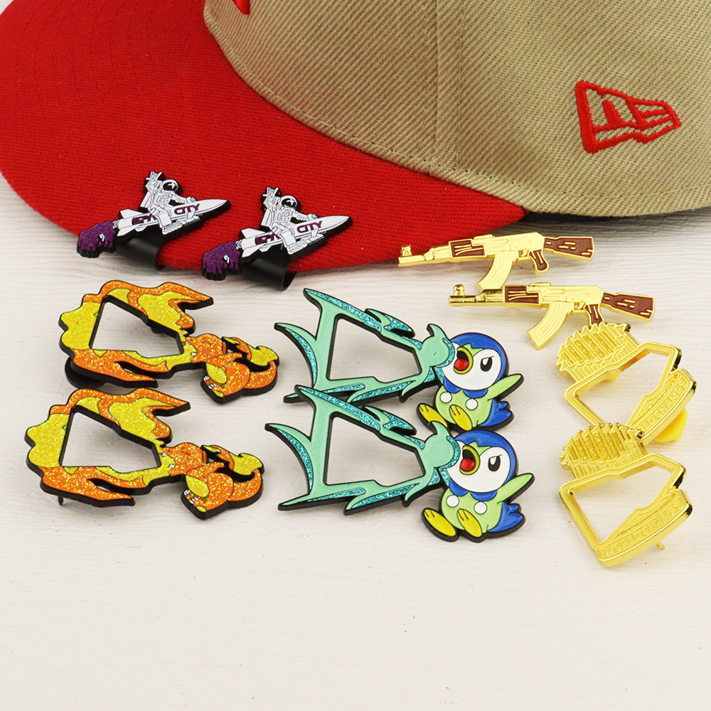 Wholesale customized metal hard enamel pins and hats cool decoration Mexican custom hat pin border diamond frame pin