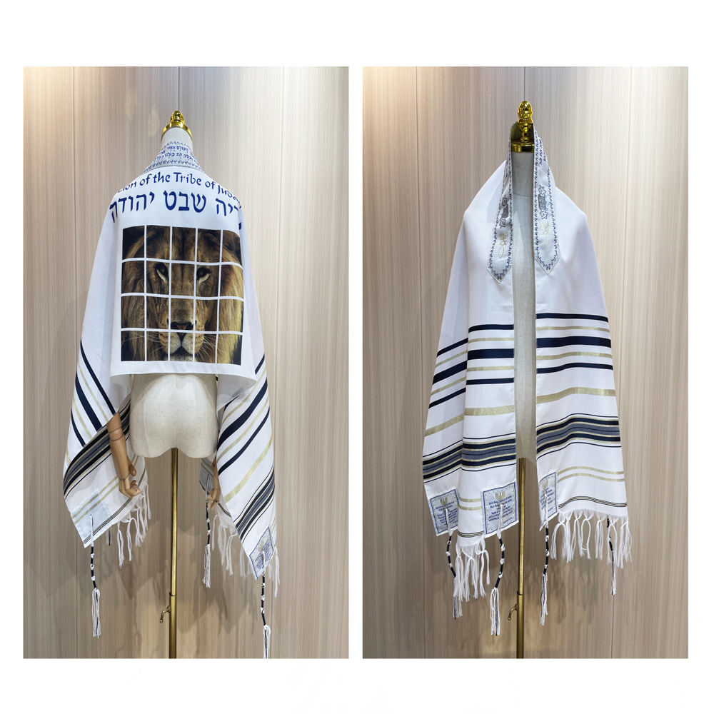 arabic scarf for men Embroidery Glittery Stripe israel prayer shawl wholesale tallit  jewish  printing