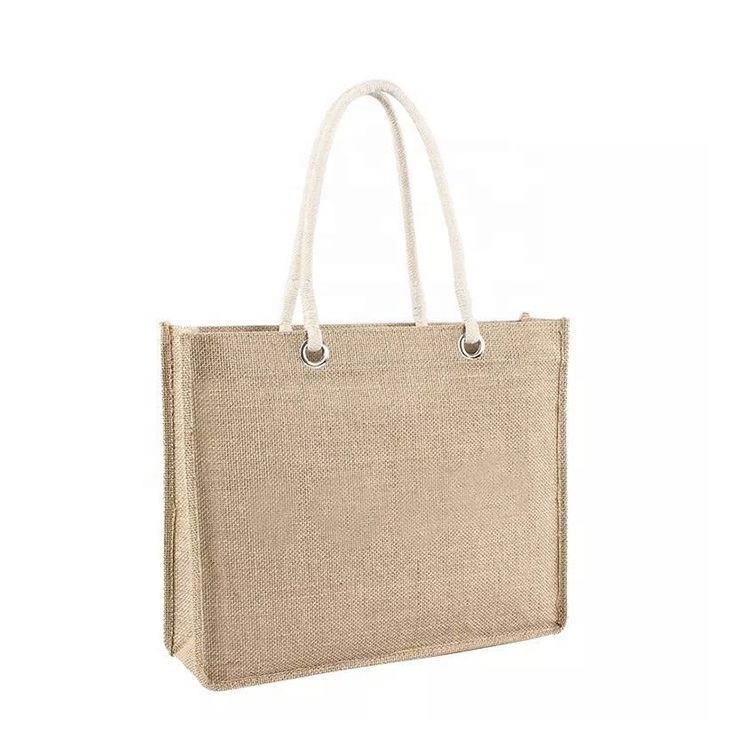 Cheap Price Custom Logo Eco Friendly Nature Organic Jute Hemp Shopping Tote Bag