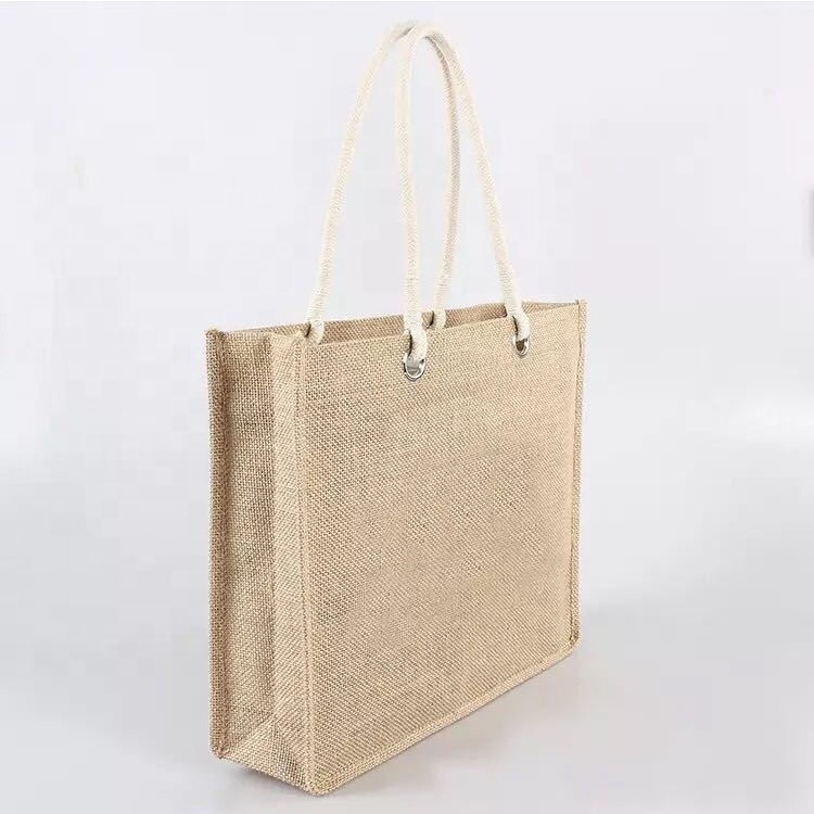 Cheap Price Custom Logo Eco Friendly Nature Organic Jute Hemp Shopping Tote Bag