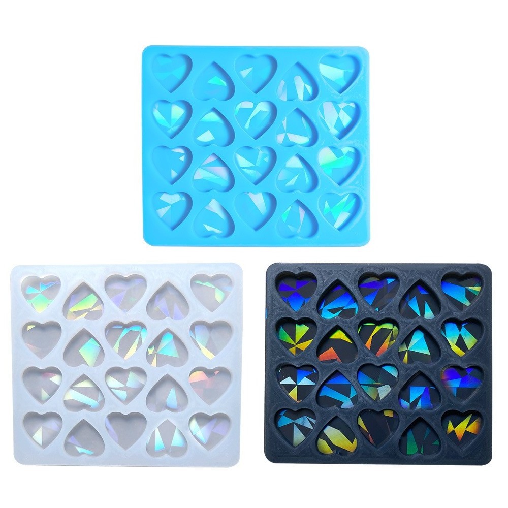 Rainbows Light Effect Silicone Mold for Making  Heart Shaped Earrings DIY Holographic Ear Rings Epoxy Resin Casting Mould