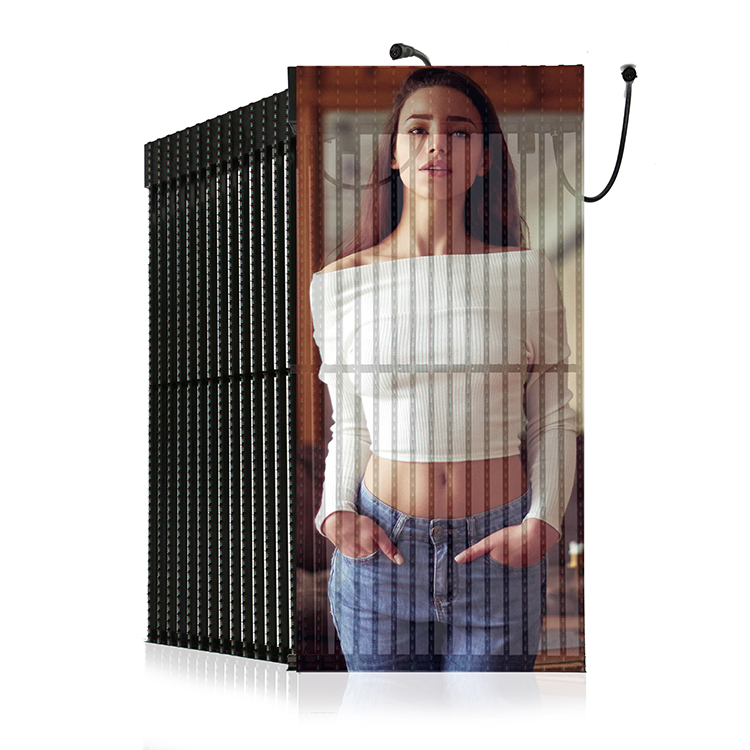 3D Stage Led Glass Mesh Screen Curtain Outdoor Window Digital signage and Display Transparent Led display screen