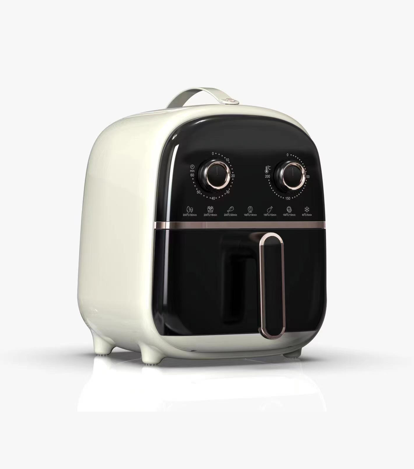 cute 3.5L/5.5L small capacity dual knob control temperature adjustable 2 color optional oil free cooking air fryer with handle