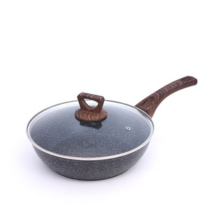 Chinese kitchen professional wok frying pan non-stick flat-bottomed 30cm maifan stone coating extra large cast iron wok