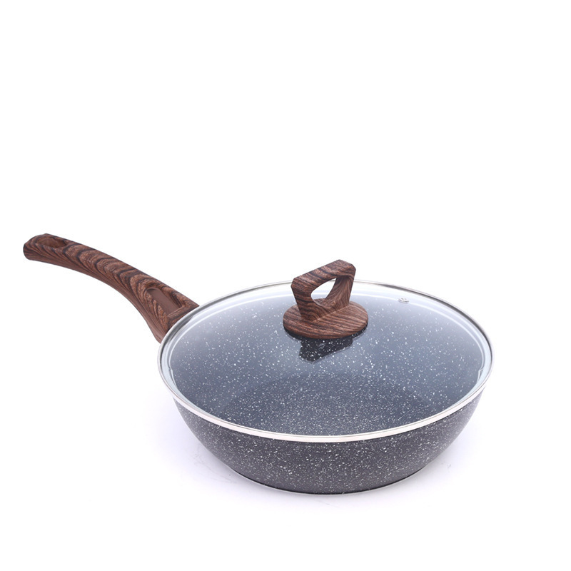 Chinese kitchen professional wok frying pan non-stick flat-bottomed 30cm maifan stone coating extra large cast iron wok