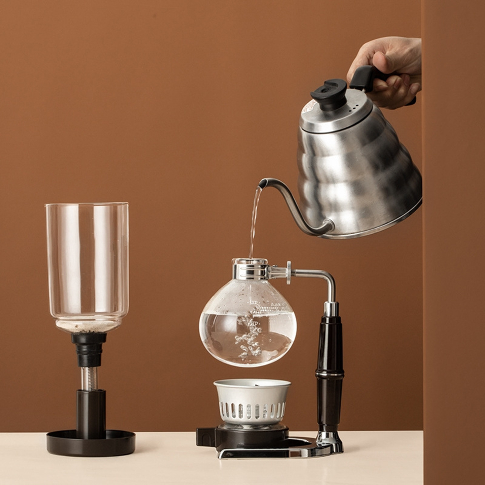 Japanese Style Siphon Coffee Maker Tea Siphon Pot Vacuum Coffeemaker Glass Type Coffee Machine Filter 3cups Household Pot