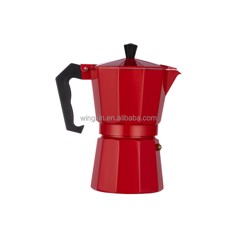 Black 6 cup Stovetop Espresso and Coffee Maker Moka Pot for Classic Italian and Cuban Cafe Brewing Cafetera