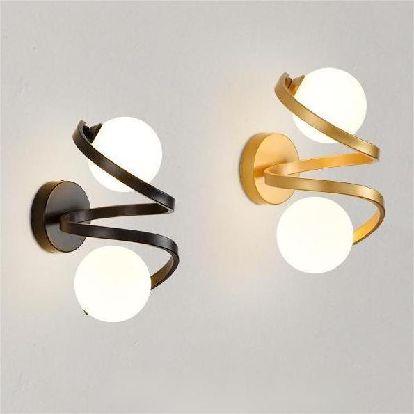 Nordic Modern Wall Lamp Beside Bedroom double Glass Ball LED Wall Lights Fixtures LED Bulb Wall Sconce for Home Decoration