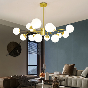 Modern Nordic Sputnik Black Gold Chandeliers LED Lamp Home luxury Lighting golden metal Nordic led frosted Glass Chandelier