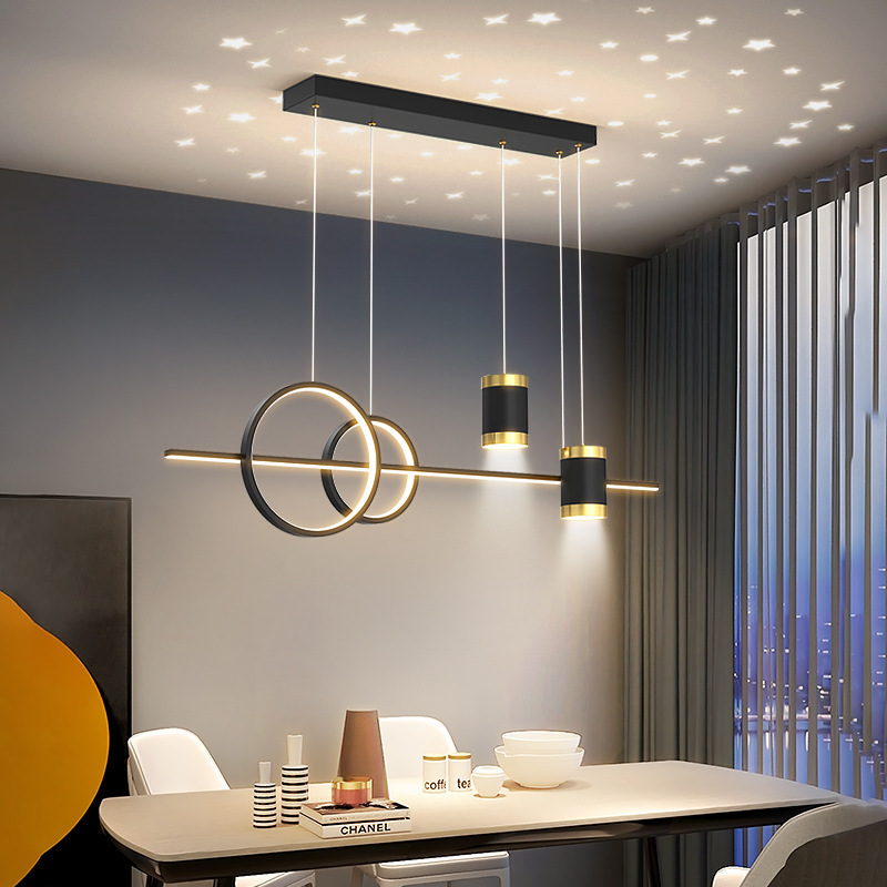 Creative starlight living room dining room pendant light design models simple long bedroom led long bar hanging lamp chandelier