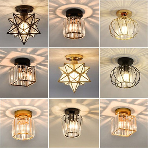 Modern Corridor Dining Glass Warm Lamp Indoor Hallway Aisle Balcony Gold Glass Led Crystal Lampwork Ceiling Light