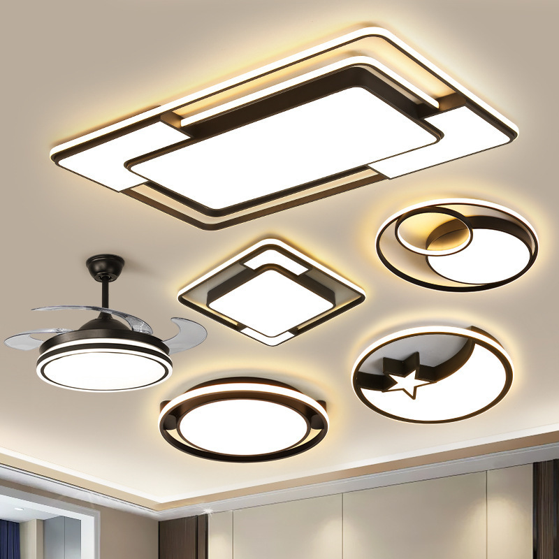 Led Ceiling Lamp Modern Design House Decoration Dimmable Intelligent Ceiling Light With Remote Control Black Gold Indoor