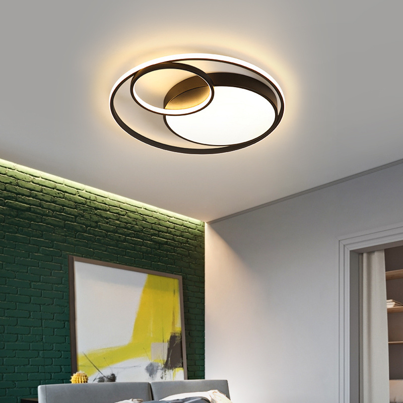 Led Ceiling Lamp Modern Design House Decoration Dimmable Intelligent Ceiling Light With Remote Control Black Gold Indoor