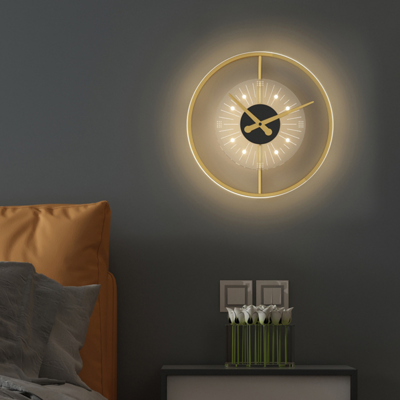 Nordic Bed Wall Lamp Bedside Wall Lights Charging Clock Modern Wall Light for Bedroom Bedside Lights LED Gold Industrial 90 6000